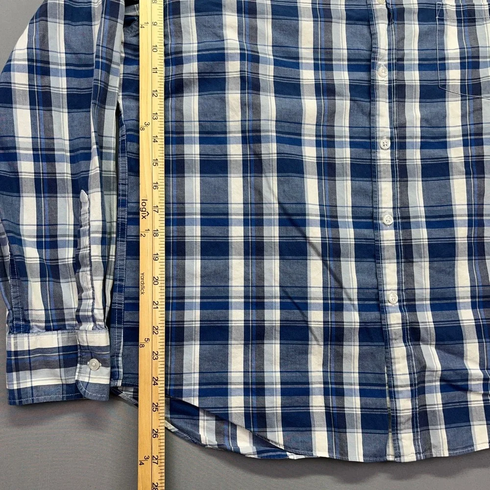 J. Crew Flex Washed Button Down Shirt Plaid‎ Classic Fit XL Boho Preppy Retro